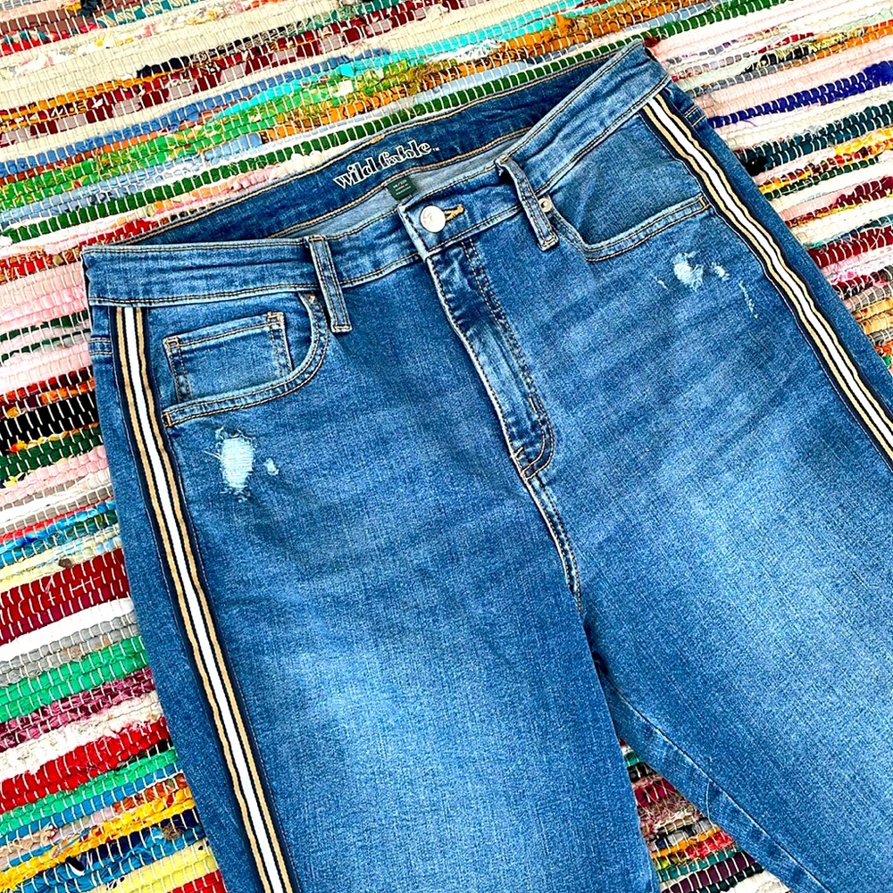 Wild Fable Distressed Skinny Jeans with Pin Striped Sides -#1939+
